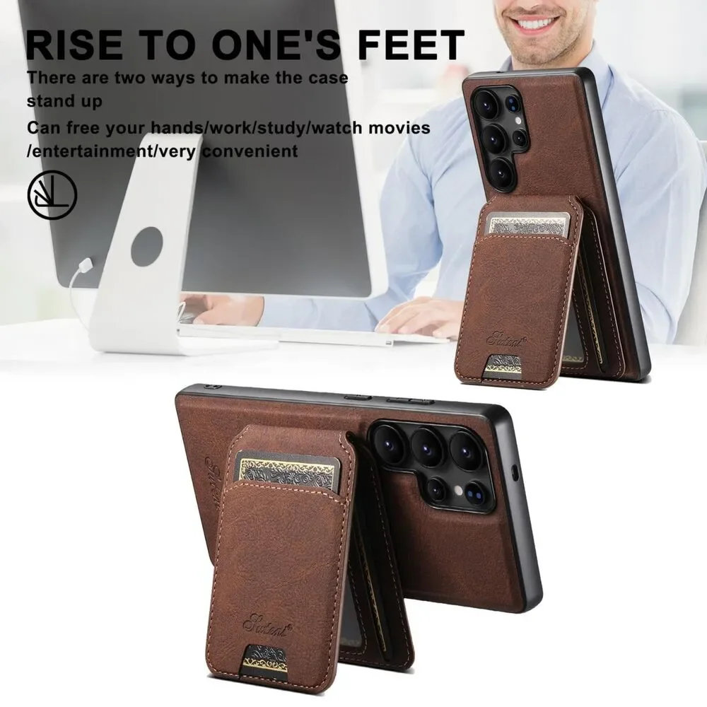 Caseles Samsung Galaxy S25 Plus Leather Detachable Wallet Phone Case Brown NIB